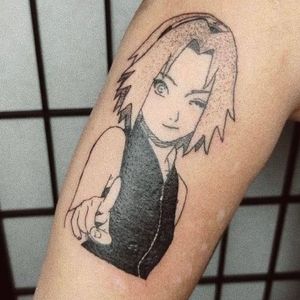 black and grey sakura tattoo